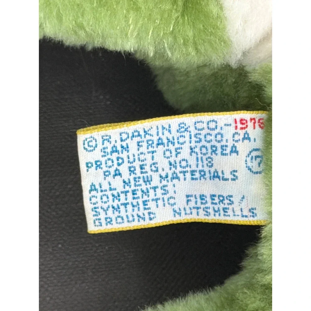 Vintage 1976 Dakin Green Spotted Frog Plush Bean Bag Stuffed Animal Toy 10 inch
